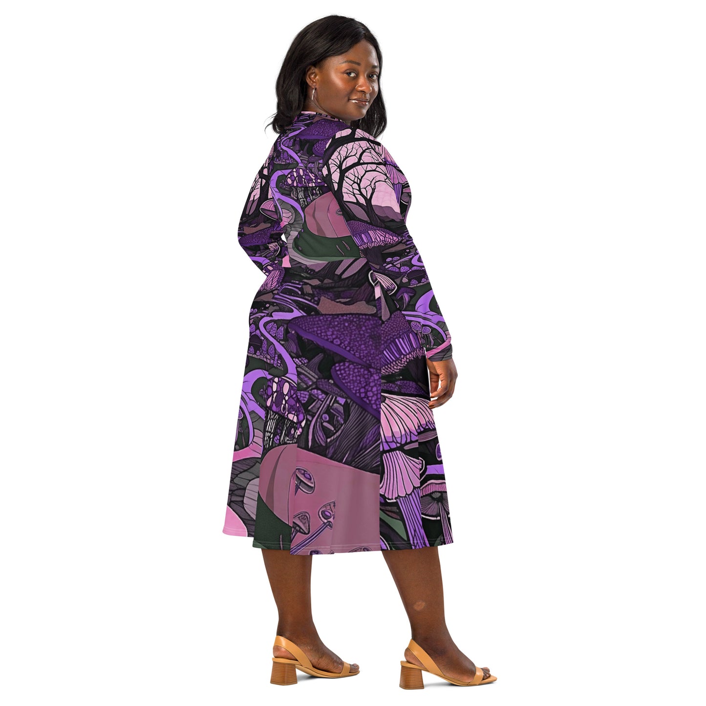 Midi dress with long all-over sleeves