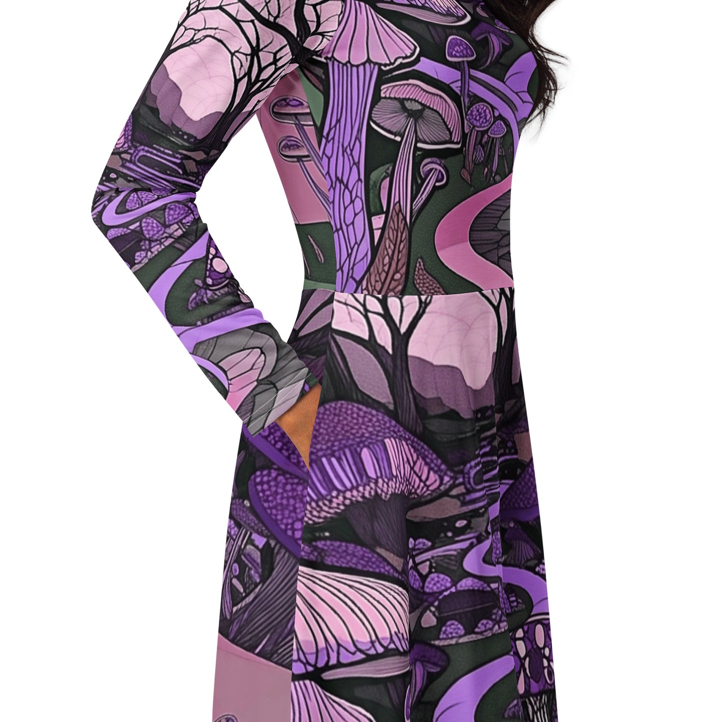 Midi dress with long all-over sleeves