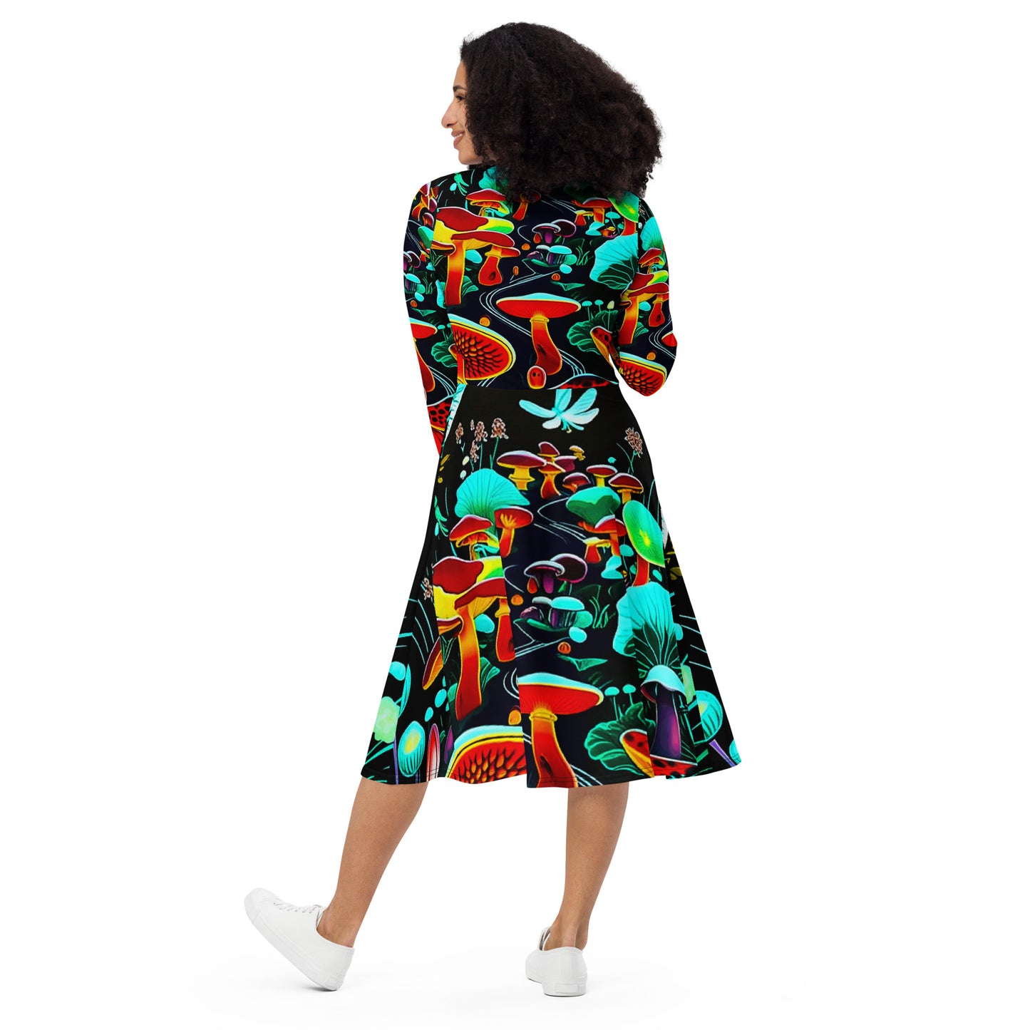 Midi dress with long all-over sleeves