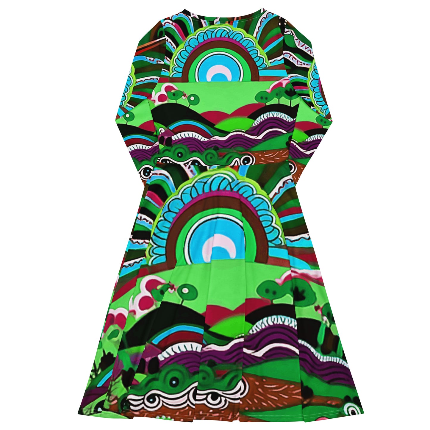 Vestido midi con manga larga Te quiero green