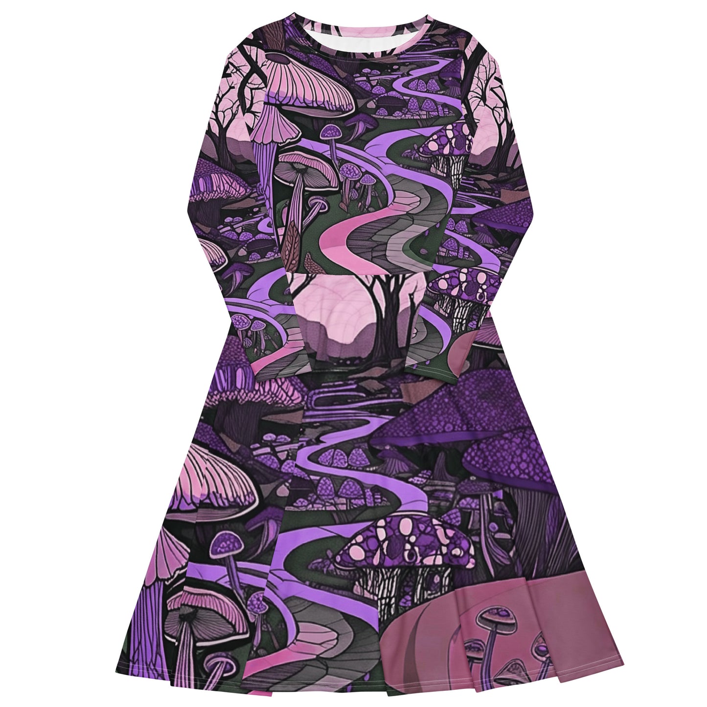 Vestido midi con manga larga El camino rayo violeta