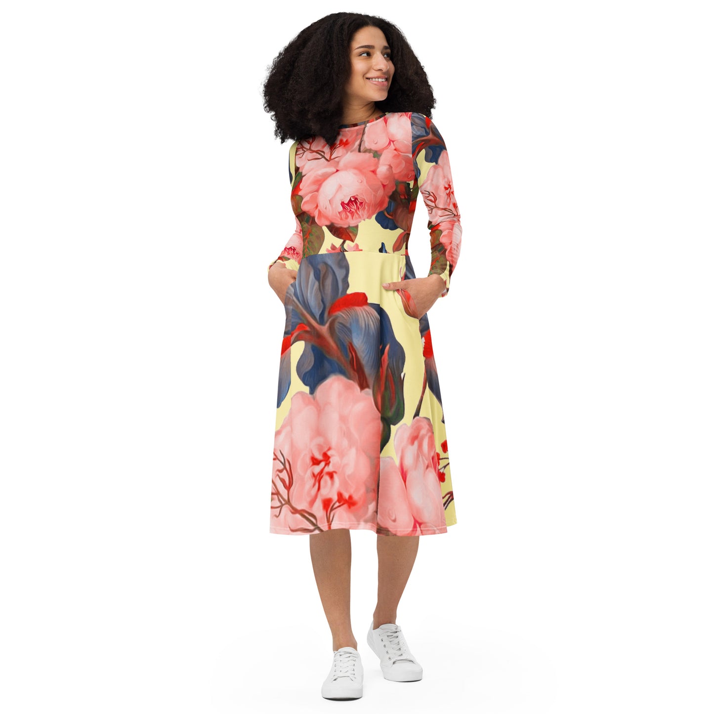 Vestido midi con manga larga  Hada Floral Citrino