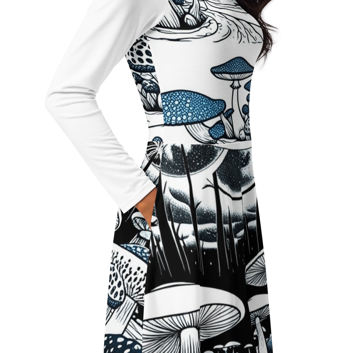 Midi dress with long all-over sleeves